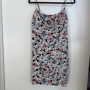 Staud Playing Card Print Spaghetti Strap Dress